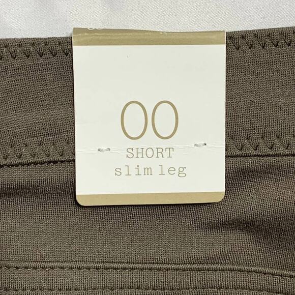 Chico's Ponte Faux Pocket Slim Leg Stretch Pants NWT 00 Short (XS) Brown Green - Picture 3 of 8